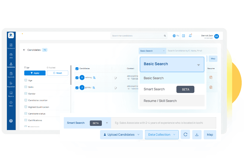 Easily locate candidates with Zappyhire’s Smart Candidate Search Feature